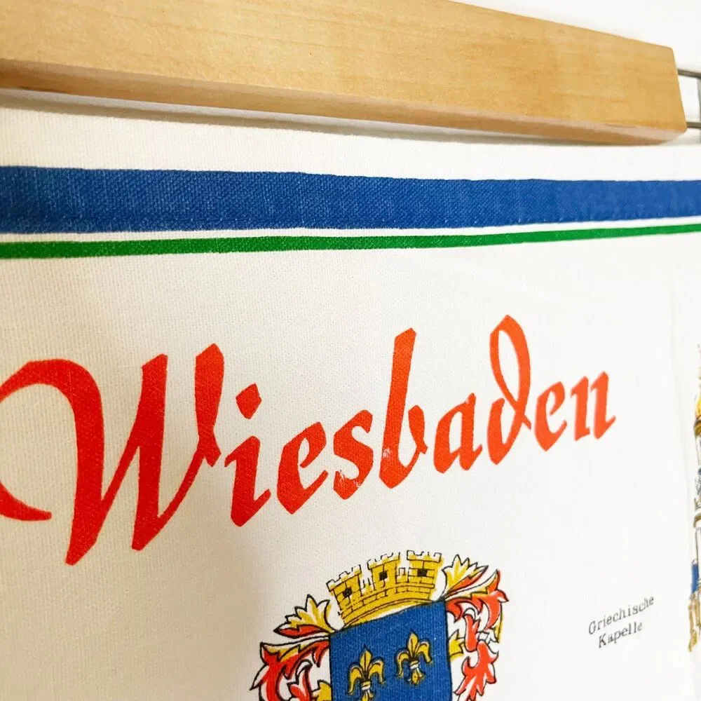 Vintage 1985 Wiesbaden Germany Tea Towel Calendar Souvenir Dish Towel Baumwolle